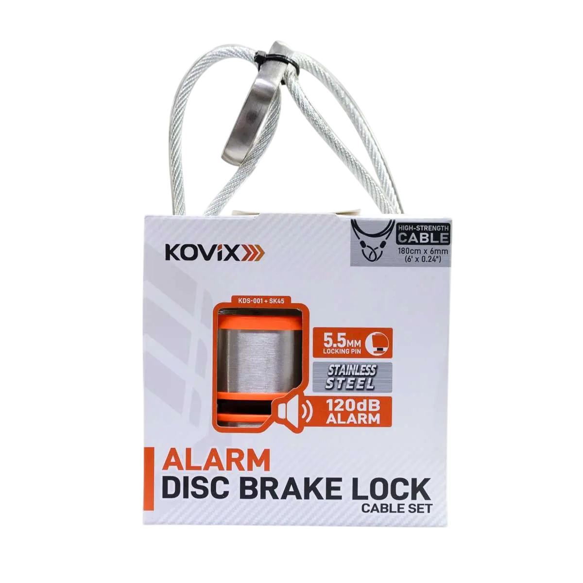 CANDADO DISCO KOVIX KDS-001 + CABLE ACERO