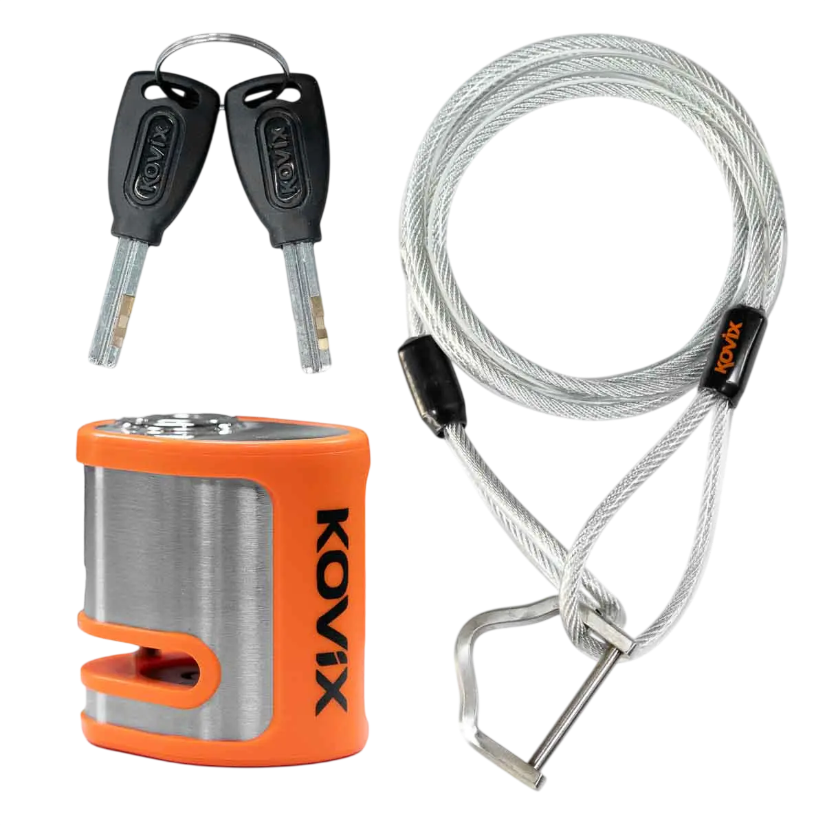CANDADO DISCO KOVIX KDS-001 + CABLE ACERO
